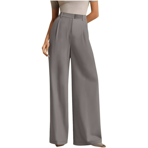 Hvot&aat Women's Commuting High Waist Drape Straight Pants Wide Leg Pants Casual Suit Long Pants Trousers