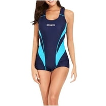 Hvot&aat Women's Conservative Boyleg One Piece Swimsuit Athletic Bathing Suit with Shorts Full Coverage Swimwear