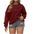 thumbnail image 1 of Hvot&aat Women's Crewneck Sweatshirts Long Sleeve Casual Loose Fit Pullover Solid Color Tshirt Tops 2025 Fall Trendy Clothes, 1 of 4