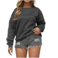 thumbnail image 1 of Hvot&aat Women's Crewneck Sweatshirts Long Sleeve Casual Loose Fit Pullover Solid Color Tshirt Tops 2025 Fall Trendy Clothes, 1 of 4