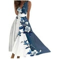 thumbnail image 1 of Hvot&aat Women's Deep V Neck Sleeveless Maxi Dress Pleated High Waist Floral Print Sundress Flowy Swing Long Dresses, 1 of 5