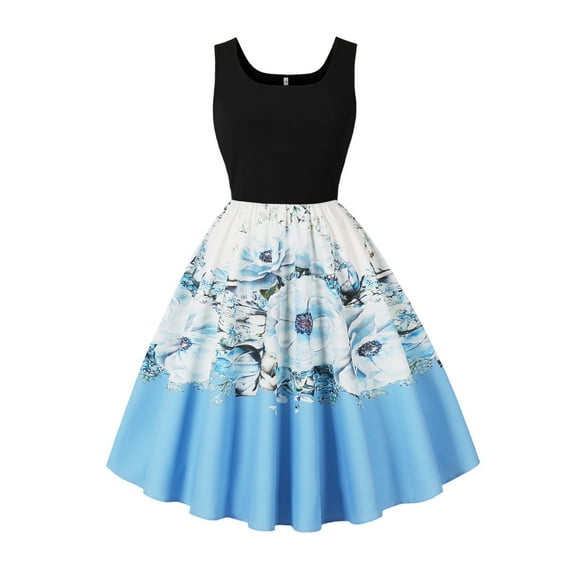 Hvot&aat Women's Dresses Round-neck Sleeveless A Line Tank Dress Elegant Dignified Casual Sundresses