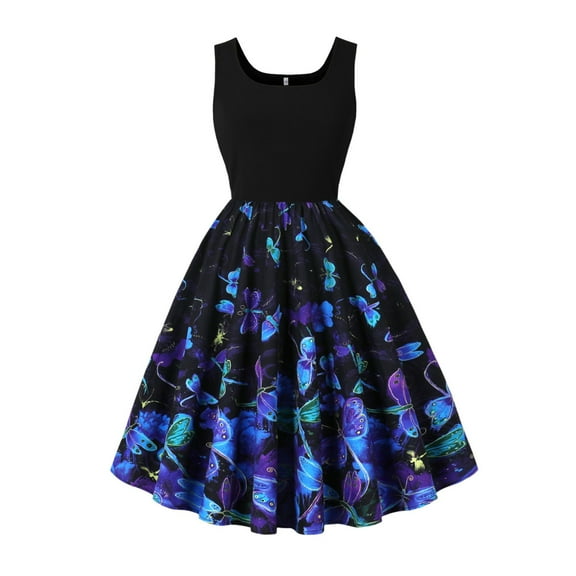 Hvot&aat Women's Dresses Round-neck Sleeveless A Line Tank Dress Elegant Dignified Casual Sundresses