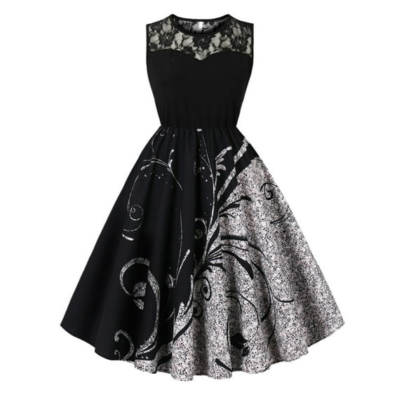 Hvot&aat Women's Dresses Round-neck Sleeveless A Line Tank Dress Elegant Dignified Casual Sundresses