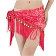 thumbnail image 1 of Hvot&aat Women's Embroidered Fringe Triangular Scarf Hanging Coin Sequin Skirt Belly Dance Music Festival Half Body Skirt, 1 of 2