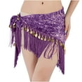 thumbnail image 1 of Hvot&aat Women's Embroidered Fringe Triangular Scarf Hanging Coin Sequin Skirt Belly Dance Music Festival Half Body Skirt, 1 of 3