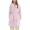 thumbnail image 1 of Hvot&aat Women's Flannel Robe Cute Paw Pattern Plush Fleece Bathrobe Soft Warm Winter Housecoats Nightgown with Pockets, 1 of 2