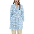 thumbnail image 1 of Hvot&aat Women's Flannel Robe Cute Paw Pattern Plush Fleece Bathrobe Soft Warm Winter Housecoats Nightgown with Pockets, 1 of 2