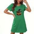 thumbnail image 1 of Hvot&aat Women's Halloween Chest Print Funny Pumpkin Dress Comfort Crew Neck Short Sleeve Nightdress, 1 of 3