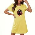 thumbnail image 1 of Hvot&aat Women's Halloween Dresses Stickers Pumpkin Skull Ghost T-shirt Dress Round Neck Short Sleeves Nightdress, 1 of 3
