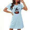 thumbnail image 1 of Hvot&aat Women's Halloween Dresses Stickers Pumpkin Skull Ghost T-shirt Dress Round Neck Short Sleeves Nightdress, 1 of 3