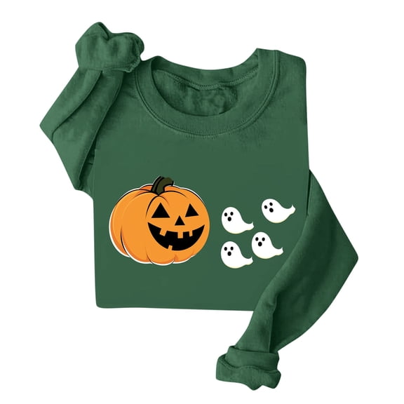 Hvot&aat Women's Halloween Hoodie Funny Pumpkin Ghosts Sweatshirt Crewneck Long Sleeve Pullover