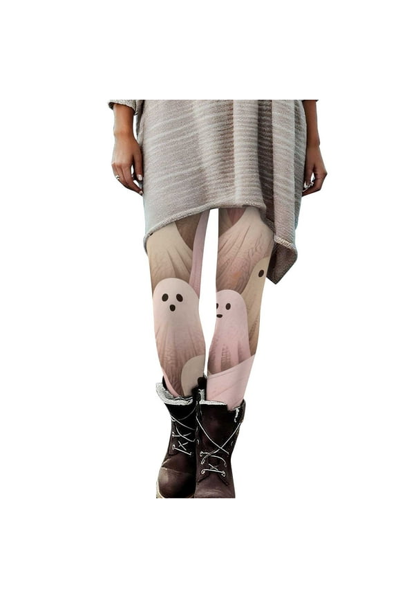 Women's Halloween Leggings Sports Spooky Pumpkin Ghost Black Cat Spider Web Print High Waist Butt Lifting Yoga Pants