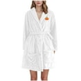 thumbnail image 1 of Hvot&aat Women's Halloween Thanksgiving Chest Print Flannel Bathrobes Soft Fuzzy Robe with Pockets, 1 of 2
