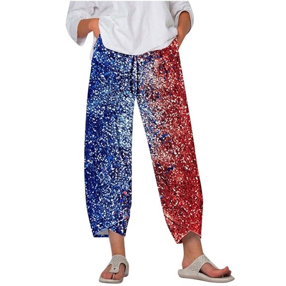 Hvot&aat Women's Harem Pants Red Galaxy Nebula Independence Day Printed Trousers High Waisted Jogger