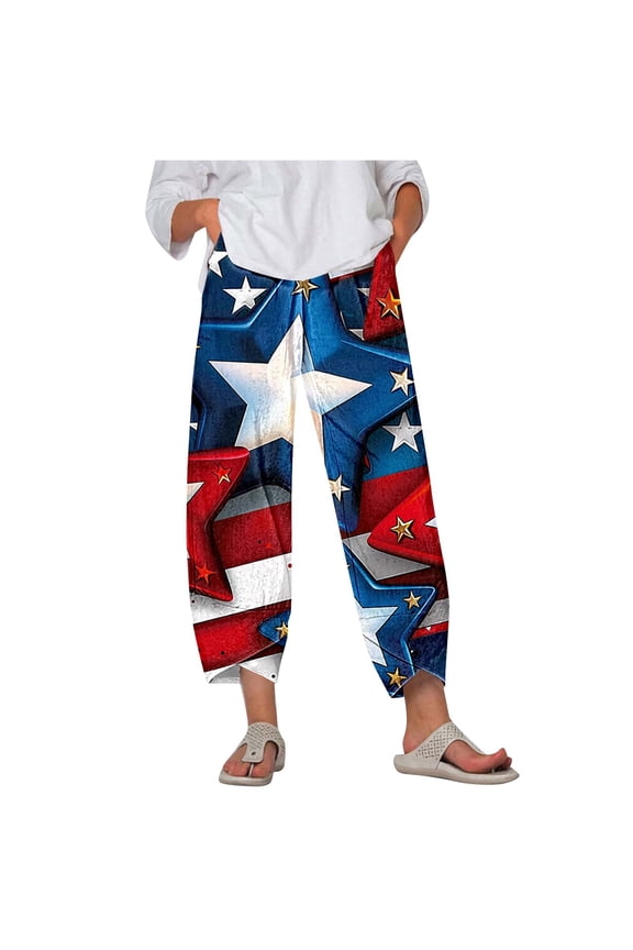 Women's Harem Pants Red Galaxy Nebula Independence Day Printed Trousers High Waisted Jogger