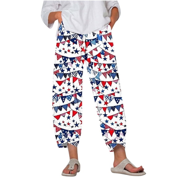 Hvot&aat Women's Harem Pants Red Galaxy Nebula Independence Day Printed Trousers High Waisted Jogger