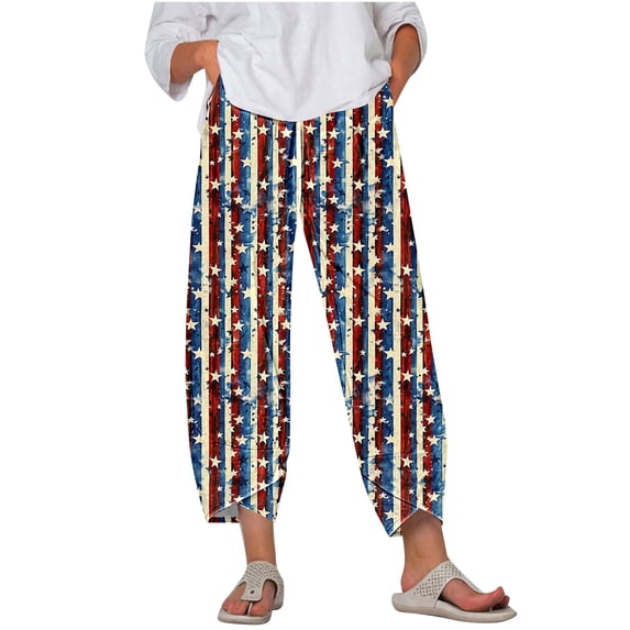 Hvot&aat Women's Harem Pants Red Galaxy Nebula Independence Day Printed Trousers High Waisted Jogger