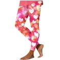 thumbnail image 1 of Hvot&aat Women's Heart Printed High Waist Leggings Valentines Day Stretchy Yoga Leisurely Pants, 1 of 7