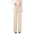 thumbnail image 1 of Hvot&aat Women's High Waist Pants Solid Color Wide Leg Pants Drawstring Stretch Straight Leg Pants with Pockets, 1 of 4