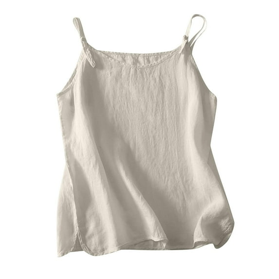 Hvot&aat Women's Imitation Cotton And Linen Lightweight Camisole Loose Fit Spaghetti Strap Cami Summer Casual Sleeveless Tops