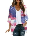 thumbnail image 1 of Hvot&aat Women's Independence Day Printed Chiffon Cardigan Holiday Beach Cover Up Casual Tops Patriotic Shirts, 1 of 4