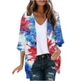 thumbnail image 1 of Hvot&aat Women's Independence Day Printed Chiffon Cardigan Holiday Beach Cover Up Casual Tops Patriotic Shirts, 1 of 4