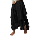 thumbnail image 1 of Hvot&aat Women's Layered Lace Long Skirt Asymmetrical Floral Sheer Flowy Swing Skirt Beach Curtain Retro Skirt, 1 of 6
