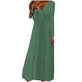 thumbnail image 1 of Hvot&aat Women's Long Sleeve Maxi Dress Full Length V Neck Loose Casual 2025 Fall Solid Color Long Dresses, 1 of 5