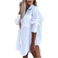 thumbnail image 1 of Hvot&aat Women's Long Sleeve Shirt Dress 2025 Fall Casual Button Down Plain Oversized Blouse Shirts Mini Dresses, 1 of 5