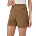 thumbnail image 1 of Hvot&aat Women's Lounge Body Enhancing Shorts High Waisted Roll Cuff Short Pants Business Casual Straight Shorts, 1 of 5