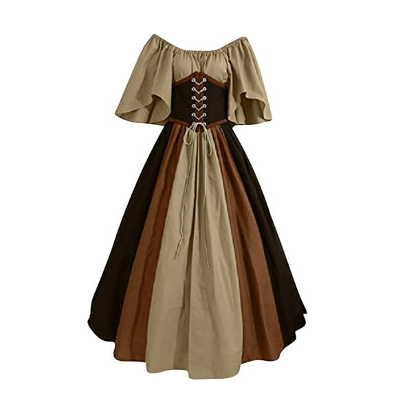Hvot&aat Women's Medieval Renaissance Dress with Corset Plus Size Off Shoulder Irish Over Dress Vintage Victorian Ball Gown