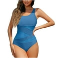 thumbnail image 1 of Hvot&aat Women's Mesh One Piece Swimsuit Solid Color With Chest Cushion No Steel Support Tankini Bathing Suit, 1 of 3