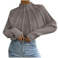 thumbnail image 1 of Hvot&aat Women's Mock Neck Batwing Long Sleeve Sweaters Comfy Ribbed Solid Color Pullover, 1 of 2