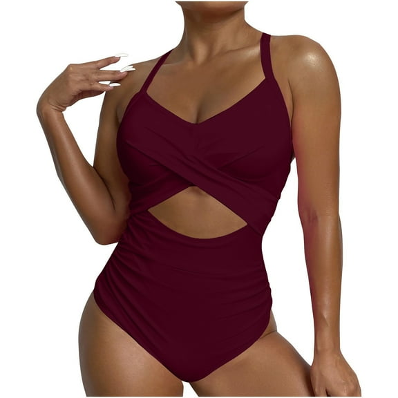 Hvot&aat Women's New Sexy One Piece Swimsuit Twist Front Cutout Bathing Suit Adjustable Straps Crisscross Tie Back Swimwear
