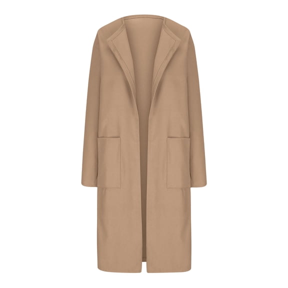 Hvot&aat Women's Open Front Knit Lightweight Cardigan Casual Pockets Solid Color Jacket Coat Mid Long Sweater