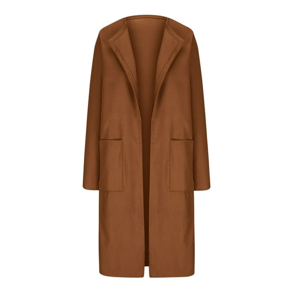 Hvot&aat Women's Open Front Knit Lightweight Cardigan Casual Pockets Solid Color Jacket Coat Mid Long Sweater