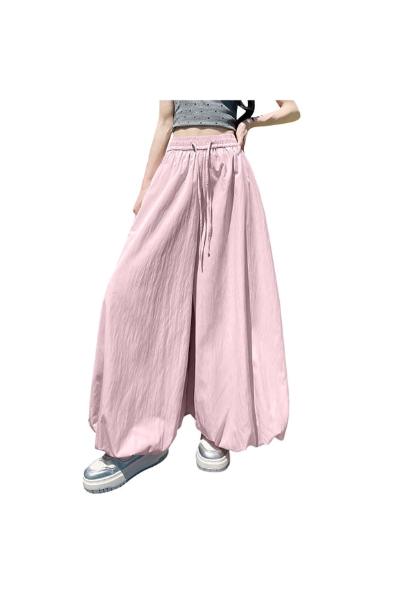 Women's Oversized Lantern Pants Hip Hop Wide Leg Bubble Trousers Casual Loose Vacation Palazzo Pants