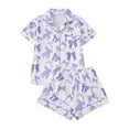 thumbnail image 1 of Hvot&aat Women's Pajama Set Bow Print Short Sleeve Turndown Loungewear Button Down Sleep Shirt 2 Piece, 1 of 7