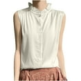 thumbnail image 1 of Hvot&aat Women's Ruffle Mock Neck Sleeveless Tank Top Summer Business Casual Work Shirt, 1 of 3