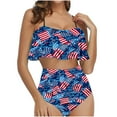 thumbnail image 1 of Hvot&aat Women's Ruffled Swimsuit Set High Waisted Bathing Suit Fashion 4th of July Printed 2 Piece Cute Halter Swimwear, 1 of 4