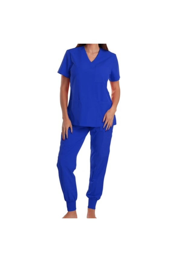 Women's Scrub Set V-Neck V Neck Short Sleeve Workwear Set for Doctors Nurses Professionals Caregiver