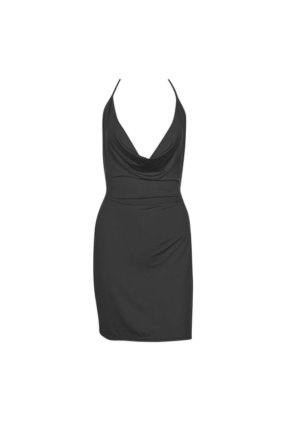 Women's Sexy Backless High Slit Dresses Spaghetti Strap Halter Neck Solid Color Dress Club Night Out Party Cocktail Dress