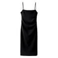 thumbnail image 1 of Hvot&aat Women's Sexy Bodycon Side Slit Dress Sleeveless Spaghetti Strap Ruched Formal Maxi Dresses Cocktail Wedding Guest Date Dress, 1 of 4