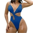 thumbnail image 1 of Hvot&aat Women's Sexy Solid Color One Piece Swimwear Double Up Spaghetti Bandeau Cut Out Bathing Suit One Piece Swimwear, 1 of 5