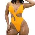 thumbnail image 1 of Hvot&aat Women's Sexy Solid Color One Piece Swimwear Double Up Spaghetti Bandeau Cut Out Bathing Suit One Piece Swimwear, 1 of 7