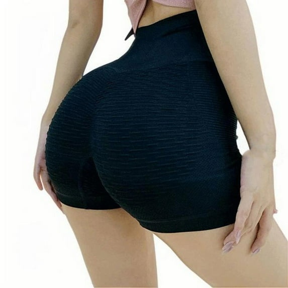 Hvot&aat Women's Sexy Textured Short Hot Pants Butt Lift Scrunch Elastic Leggings Running Yoga High Waisted Shorts