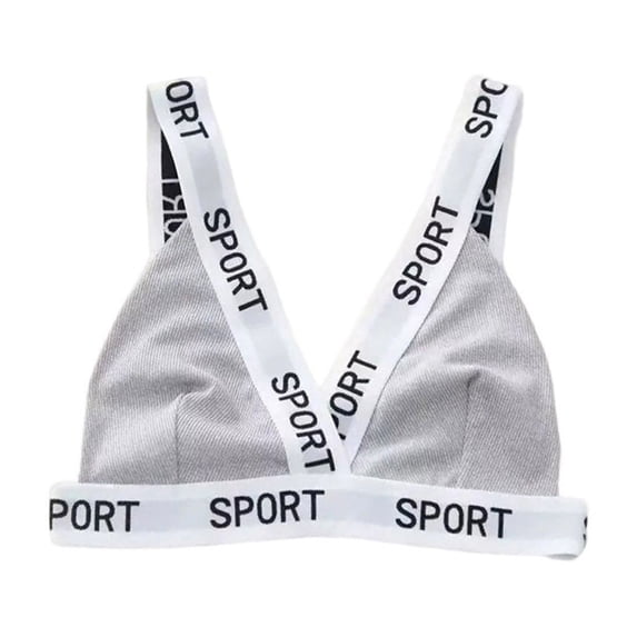 Hvot&aat Women's Sexy V Neck Ribbed Wireless Sports Bras Letter Print Wide Shoulder Straps Training Underwear