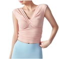 thumbnail image 1 of Hvot&aat Women's Sexy V Neck Slim Fit T Shirt Soft Sleeveless Twist Front Blouse Summer Solid Color Wrap Tops, 1 of 5