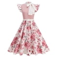 thumbnail image 1 of Hvot&aat Women's Sleeveless Polka Dress With Doll Collar Vintage Tie Neck Swing Dress Midi Prom Dress Pink Flowy Dresses, 1 of 3